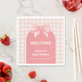 Pink Gingham Plaid Arch Bow Baby shower Welkom Servet