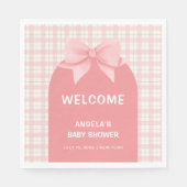 Pink Gingham Plaid Arch Bow Baby shower Welkom Servet (Voorkant)