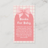 Pink Gingham Plaid Arch Bow Boeken voor Baby showe Informatiekaartje (Voorkant)