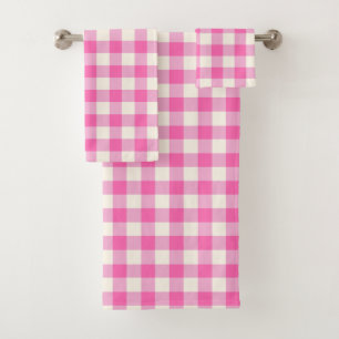 Pink Gingham Plaid Cottagecore Bad Handdoek