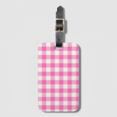 Pink Gingham Plaid Cottagecore Bagagelabel (Voorkant (verticaal))