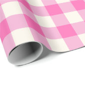Pink Gingham Plaid Cottagecore Cadeaupapier (Rol Hoek)