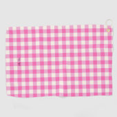 Pink Gingham Plaid Cottagecore Golfhanddoek (Horizontaal)