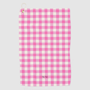 Pink Gingham Plaid Cottagecore Golfhanddoek