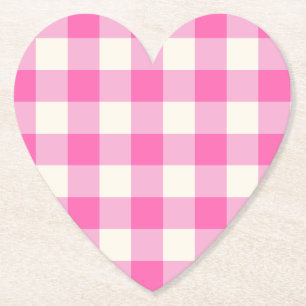 Pink Gingham Plaid Cottagecore Kartonnen Onderzetters