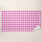 Pink Gingham Plaid Cottagecore Strandlaken (Voorkant)
