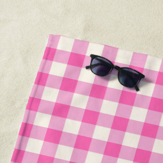 Pink Gingham Plaid Cottagecore Strandlaken