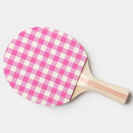 Pink Gingham Plaid Cottagecore Tafeltennisbatje (Achterkant)