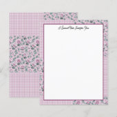 Pink Gingham Plaid en Rozen briefpapier (Voorkant / Achterkant)