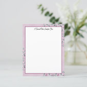 Pink Gingham Plaid en Rozen briefpapier (Staand voorkant)