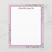 Pink Gingham Plaid en Rozen briefpapier (Voorkant)