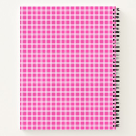  Pink Gingham Plaid gepersonaliseerd Notitieboek (Achterkant)