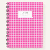  Pink Gingham Plaid gepersonaliseerd Notitieboek (Voorkant)