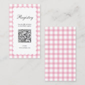 Pink Gingham Plaid Girl Baby Shower Registry Informatiekaartje (Voorkant / Achterkant)