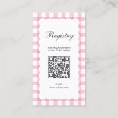 Pink Gingham Plaid Girl Baby Shower Registry Informatiekaartje (Voorkant)