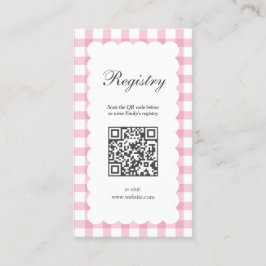 Pink Gingham Plaid Girl Baby Shower Registry Informatiekaartje
