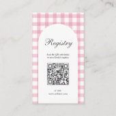 Pink Gingham Plaid Girl Baby shower Registry Informatiekaartje (Voorkant)