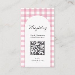 Pink Gingham Plaid Girl Baby shower Registry Informatiekaartje