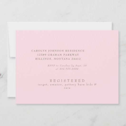 Pink Gingham Pony-Baby shower Kaart (Achterkant)