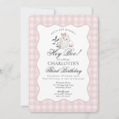 Pink Gingham Preppy Ghost Hey Boo Birthday Kaart (Voorkant)