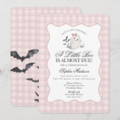 Pink Gingham Preppy Ghost Little Boo Baby shower Kaart (Voorkant / Achterkant)