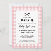 Pink Gingham Pset Baby shower BBQ Kaart (Voorkant)