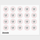 Pink Gingham Pset Dank je Baby Girl Ronde Sticker (Vel)