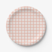 Pink Gingham Pset Girl Birthday Papieren Bordje (Voorkant)