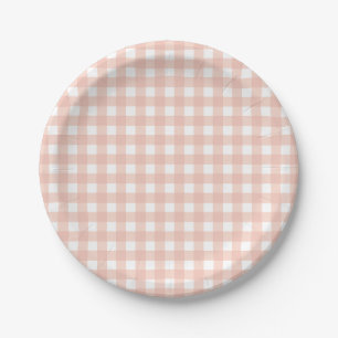 Pink Gingham Pset Girl Birthday Papieren Bordje