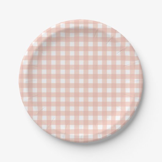 Pink Gingham Pset Girl Birthday Papieren Bordje (Voorkant)