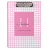 Pink Gingham Pset Pattern Cute Personalized Klembord (Voorkant)