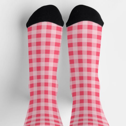 Pink Gingham Pset Pattern Socks Sokken (Top)