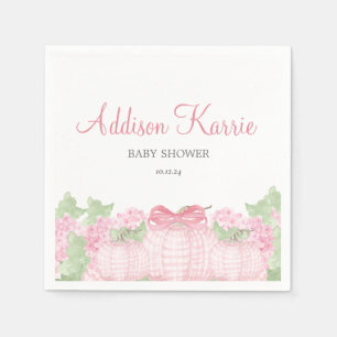 Pink Gingham Pumpkin Baby shower servetten