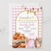 Pink Gingham Pumpkin Brews & Luiers Baby shower Kaart (Voorkant)