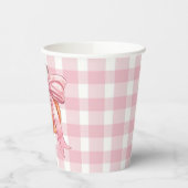 Pink Gingham Pumpkin gebonden met een boog Papieren Bekers (Links)