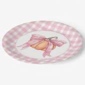 Pink Gingham Pumpkin gebonden met een boog Papieren Bordje (Gekanteld)