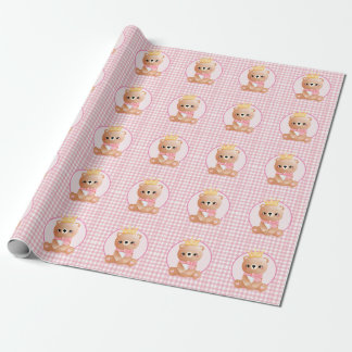 Pink Gingham Queen Beer welp Cadeaupapier