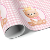 Pink Gingham Queen Beer welp Cadeaupapier (Rol Hoek)