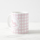 Pink Gingham Rocking Horse Baby shower Coffee Mok (Voorkant links)