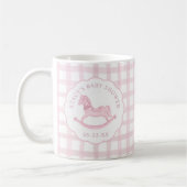 Pink Gingham Rocking Horse Baby shower Coffee Mok (Links)