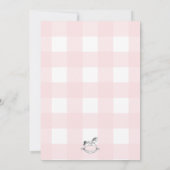 Pink Gingham Rocking Horse Baby Sprinkle Kaart (Achterkant)