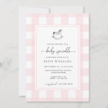 Pink Gingham Rocking Horse Baby Sprinkle
