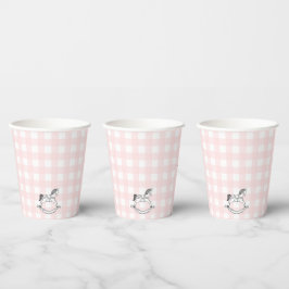 Pink Gingham Rocking Horse Paper cup Papieren Bekers