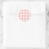 Pink Gingham Ronde Sticker (Tas)