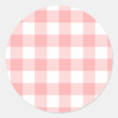 Pink Gingham Ronde Sticker (Voorkant)