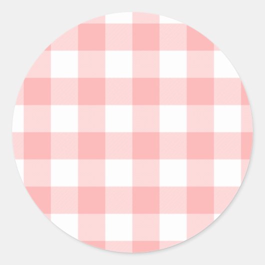 Pink Gingham Ronde Sticker (Voorkant)