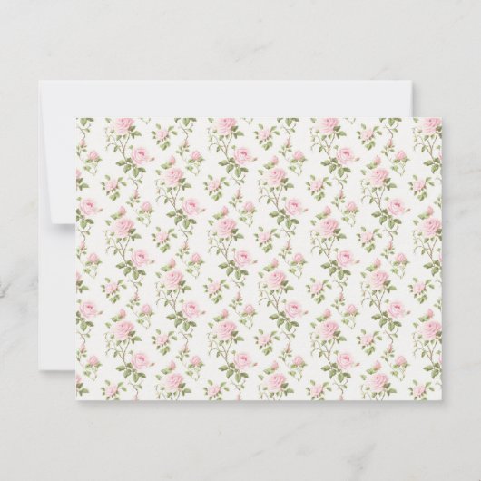 Pink Gingham & Roos Floral Baby Note Kaart (Achterkant)