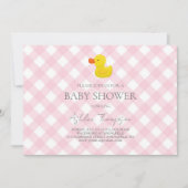 Pink Gingham Rubber Duckie Baby Shower Kaart (Voorkant)