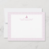 Pink Gingham Sailboat Nursery Note Card Aankondiging (Voorkant)