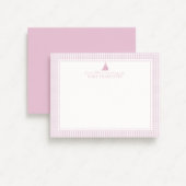 Pink Gingham Sailboat Nursery Note Card Aankondiging